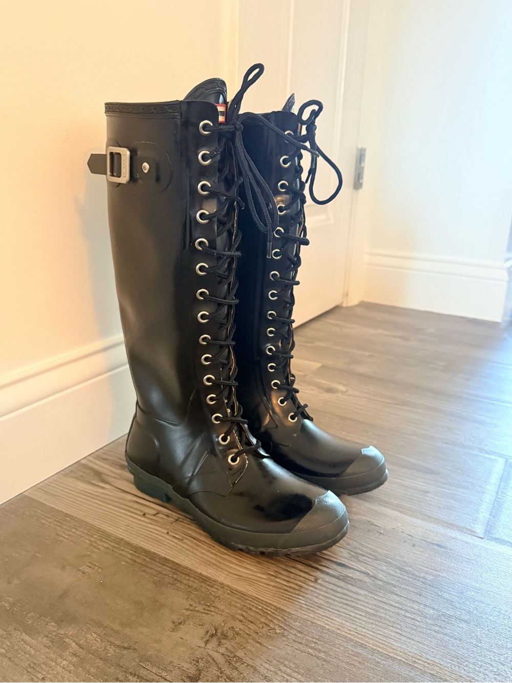 Hunter Watling Tall Lace-Up Rain Boots Knee-High- Rare-Discontinued - Picture 2 of 9